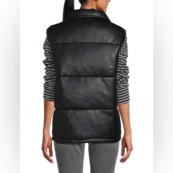 NWT! Marc New York Performance by Andrew Marc PUFFER VEST Faux Leather black new - Picture 6 of 15